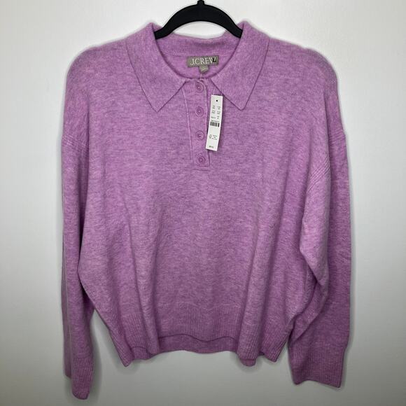 NWT J. CREW Longsleeve Sweater Polo Supersoft Yarn Merino Wool Alpaca Lilac XL - Picture 3 of 7